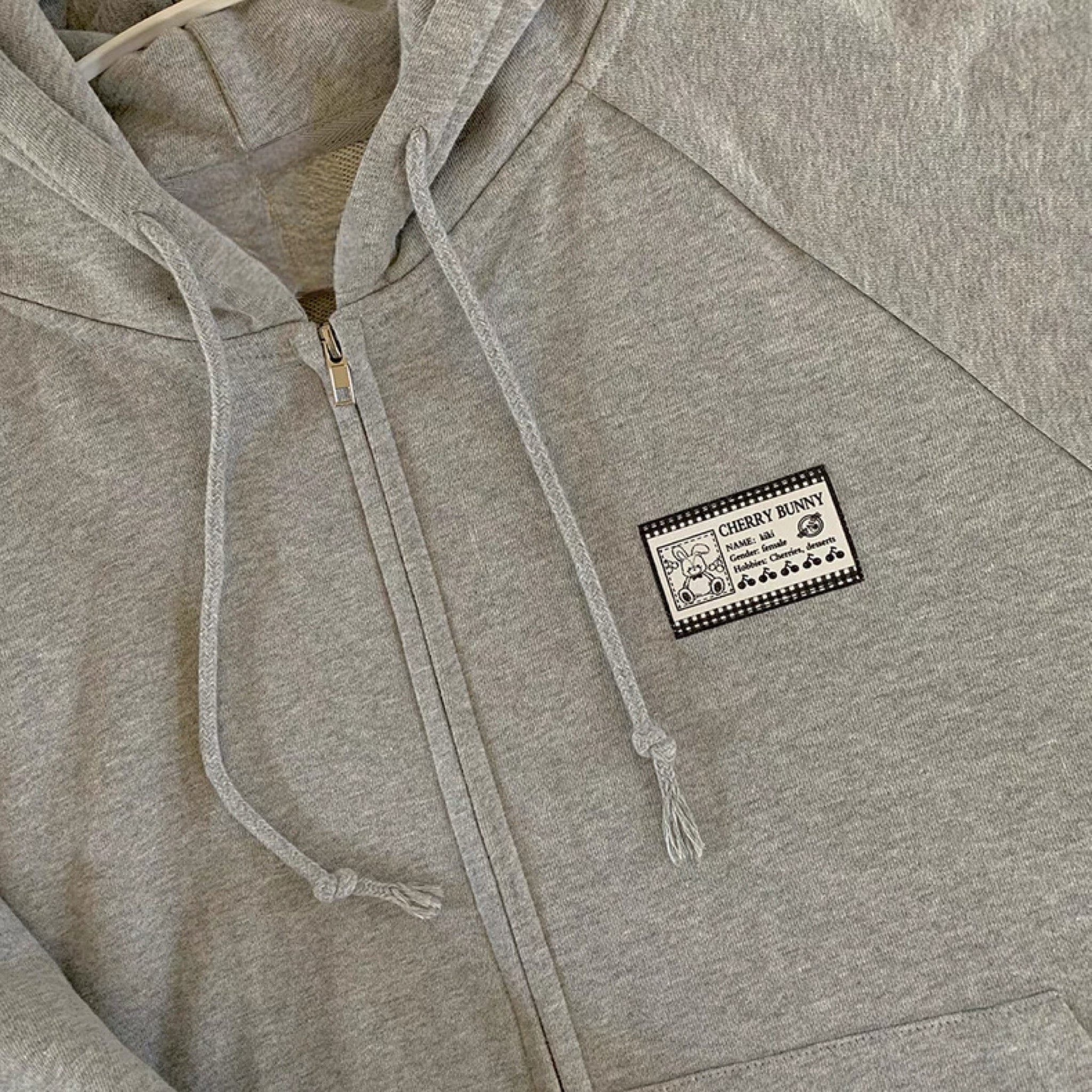 Vintage Patch Zip-Up Hoodie for Women Harajuku Loose Fit Cotton Hooded Sweatshirt